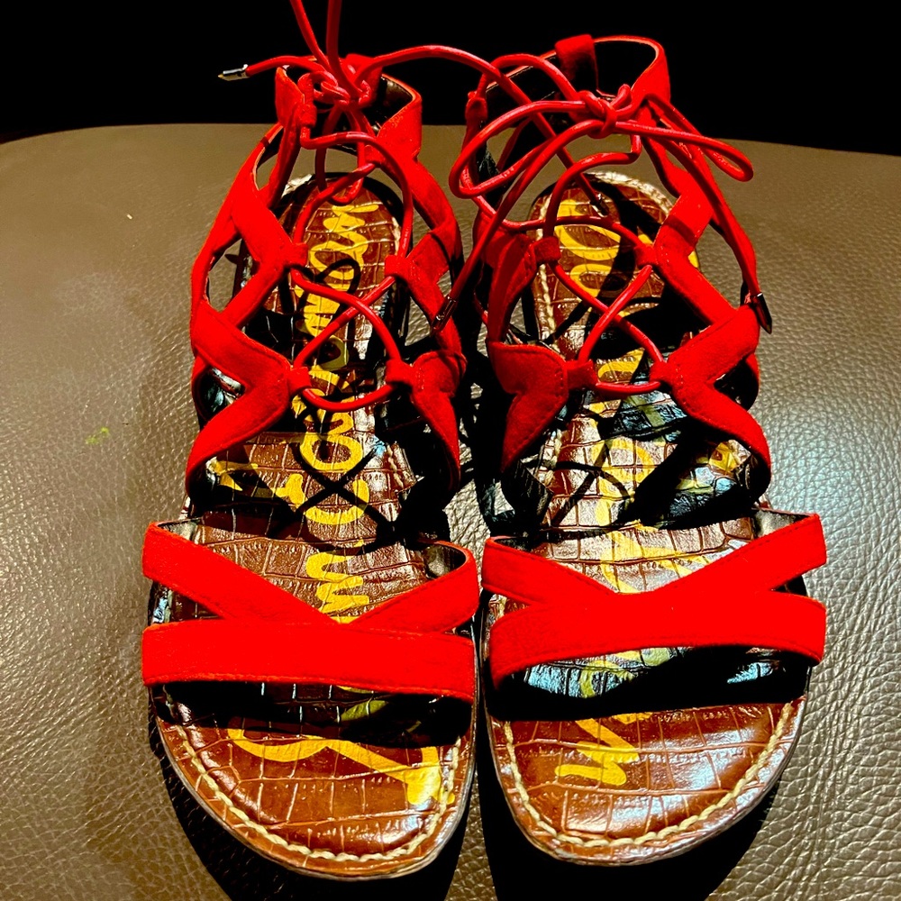SAM EDELMAN flat sandal in red size 8